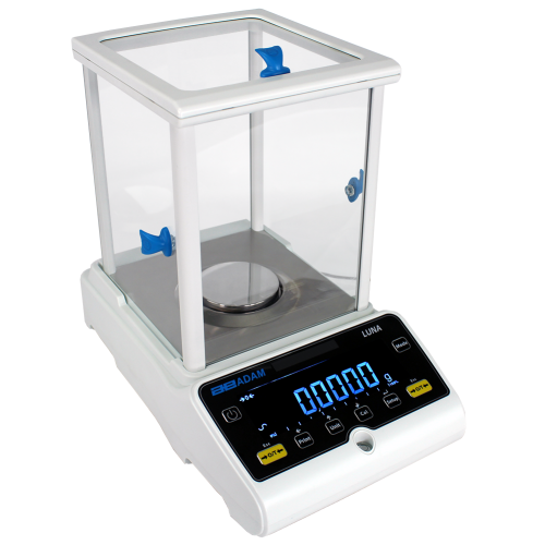 Adam Equipment Luna Analytical Balances with Draft Shield, 120 g Capacity, 0.0001 g Readability, 90 mm Diameter Pan Size - LAB 124e - Click Image to Close